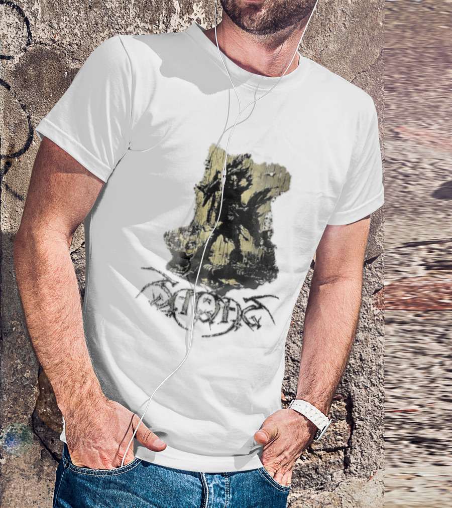 Savatage Skeleton Reaper Flying V Guitar Gold Distressed T-Shirt
