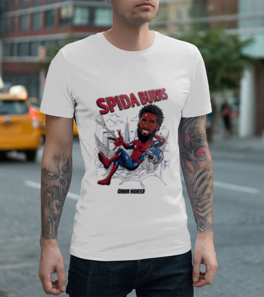 Spida Burns Dark Horse With Spider Man New York Giants T-Shirt