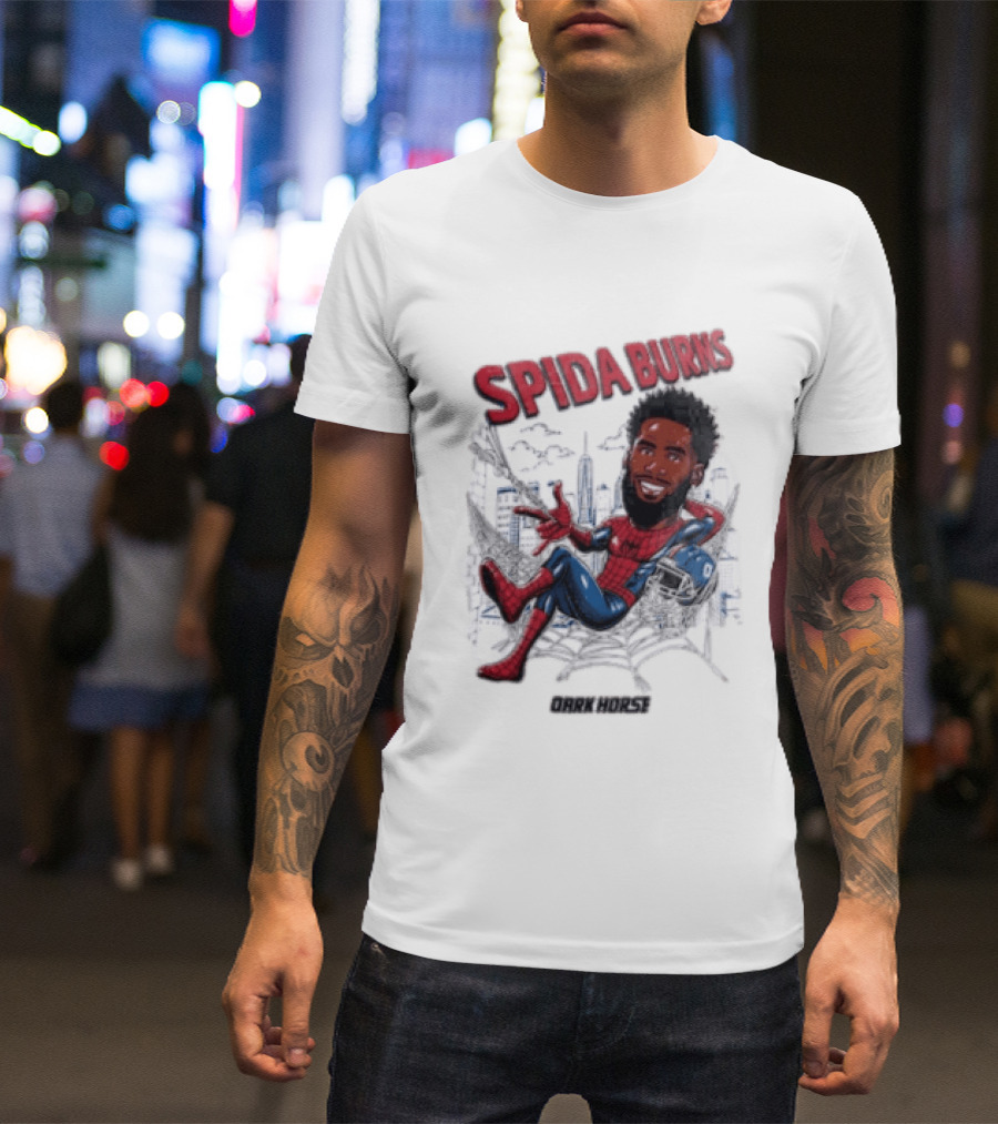 Spida Burns Dark Horse With Spider Man New York Giants T-Shirt