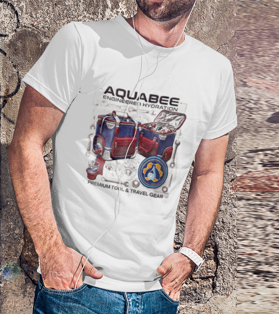 Aquabee Engineered Hydration Premium Tool And Travel Gear Cooler Blueprint T-Shirt