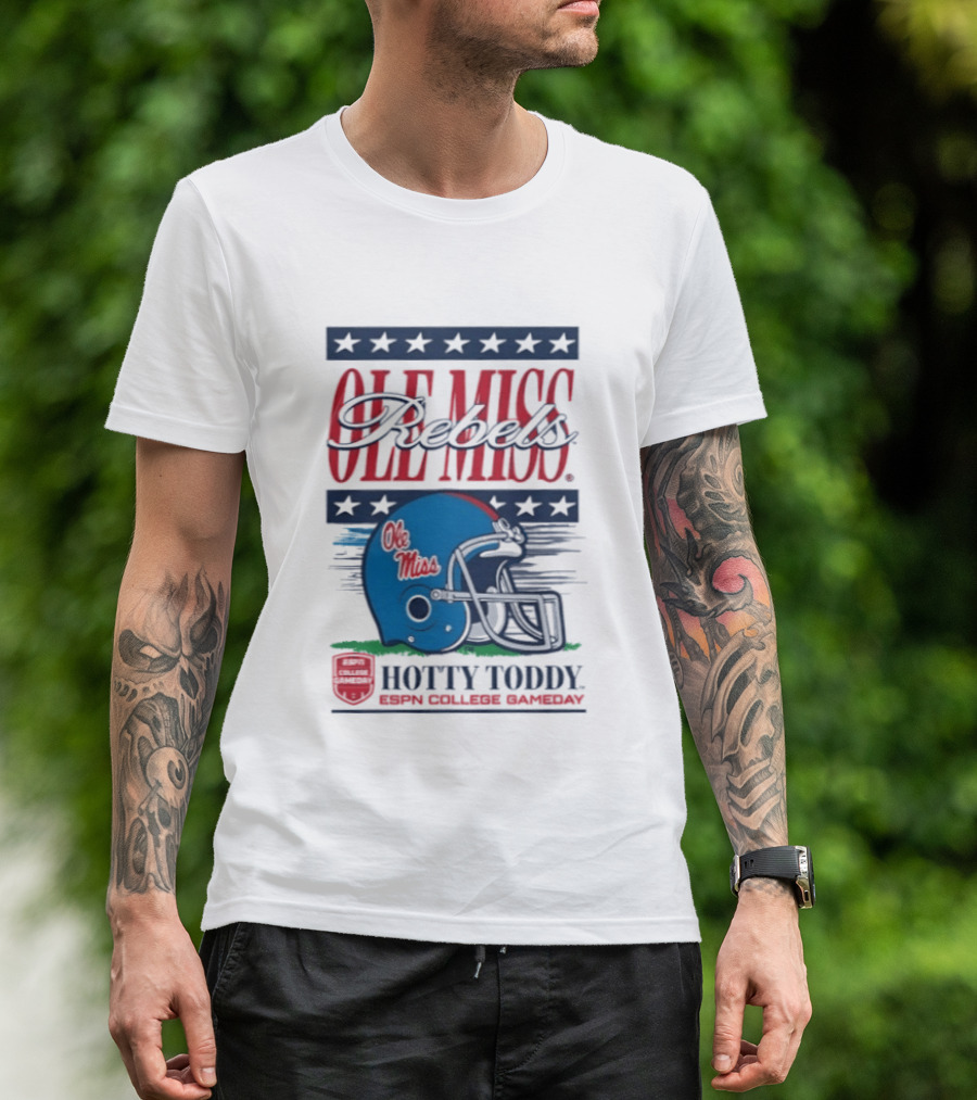 Ole Miss Rebels Helmet Hotty Toddy ESPN College Gameday T-Shirt