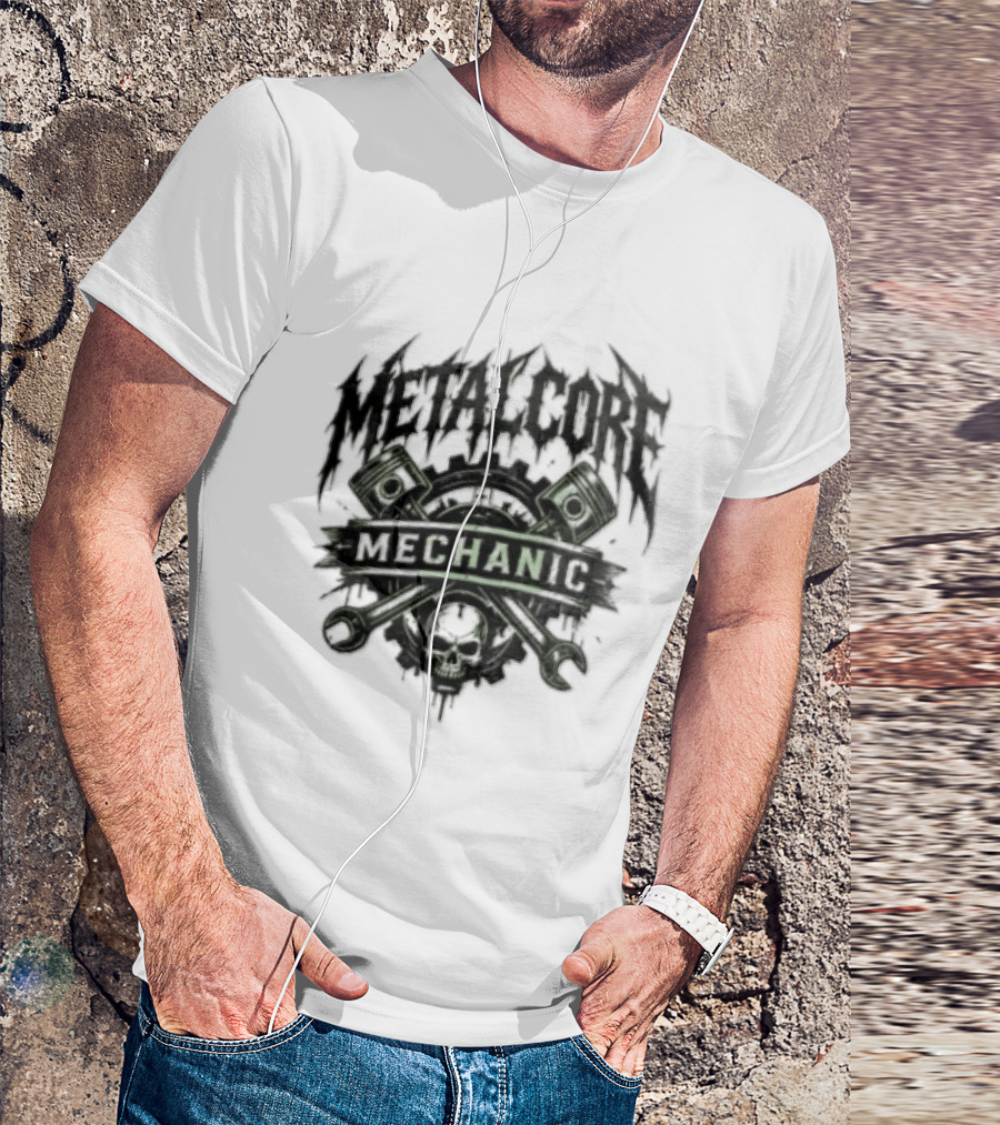 Metalcore Mechanic Skull Pistons Wrenches T-Shirt