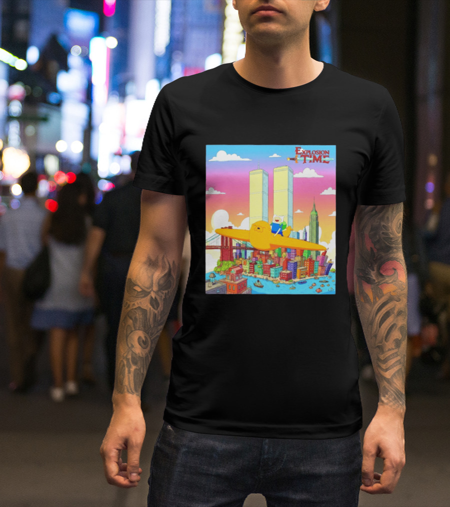 Explosion Time Adventure Finn And Jake NYC Skyline T-Shirt