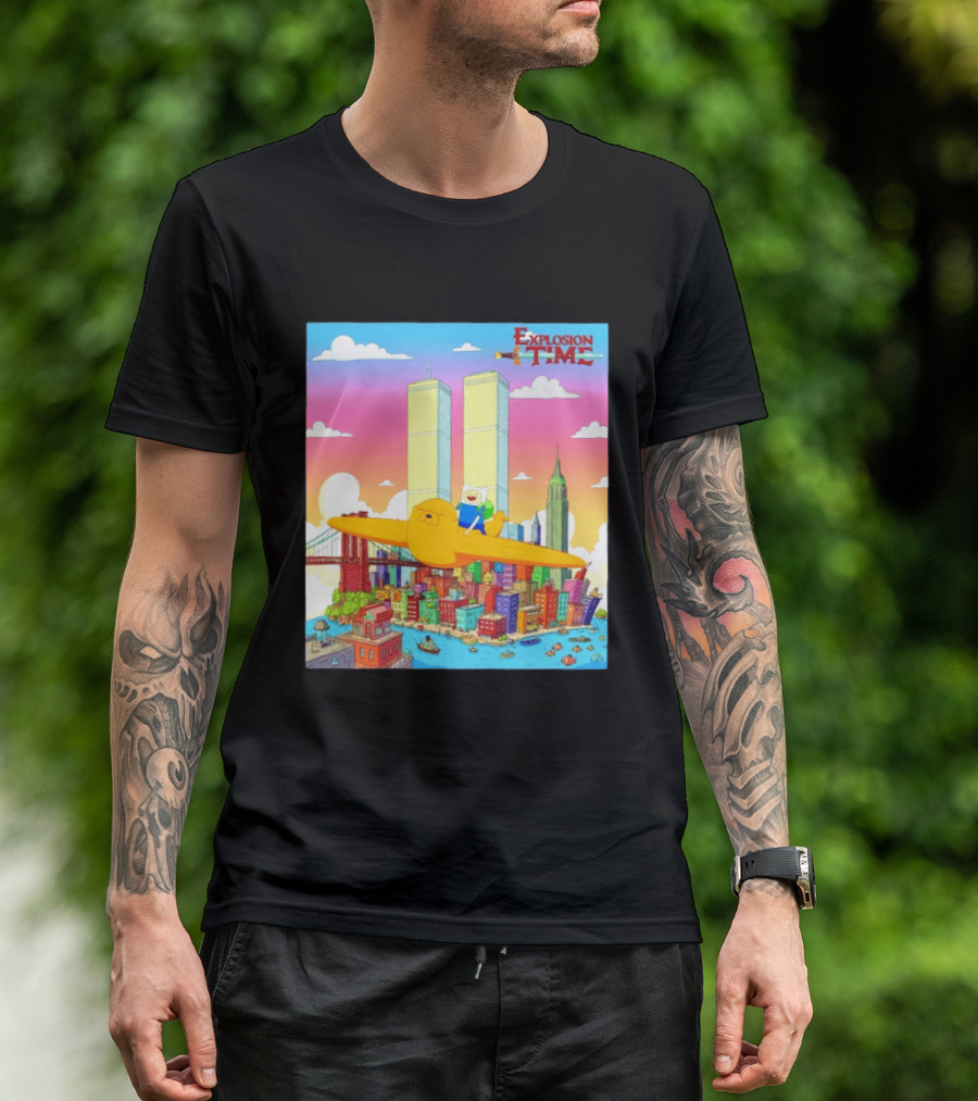 Explosion Time Adventure Finn And Jake NYC Skyline T-Shirt