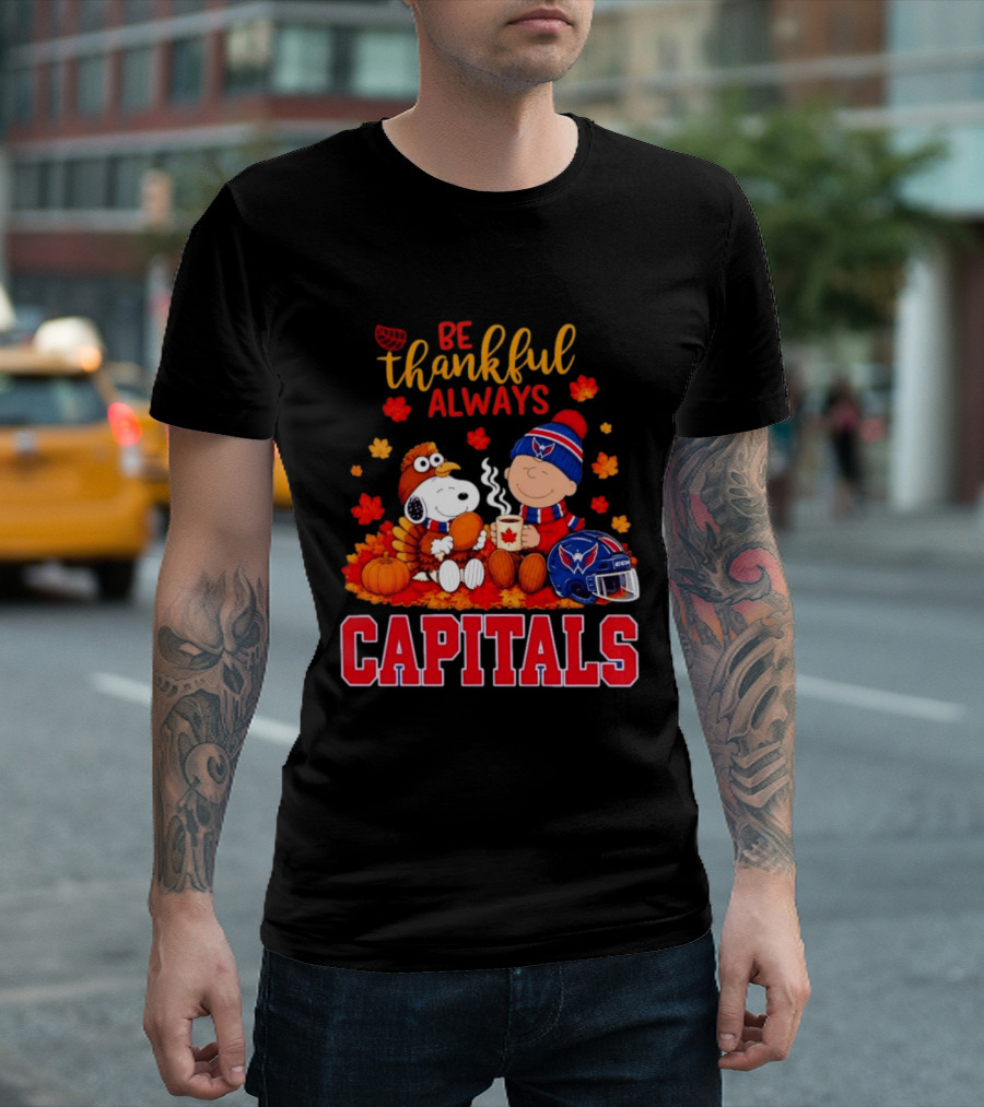 Be Thankful Always Snoopy And Charlie Brown Washington Capitals Cozy Autumn T-Shirt