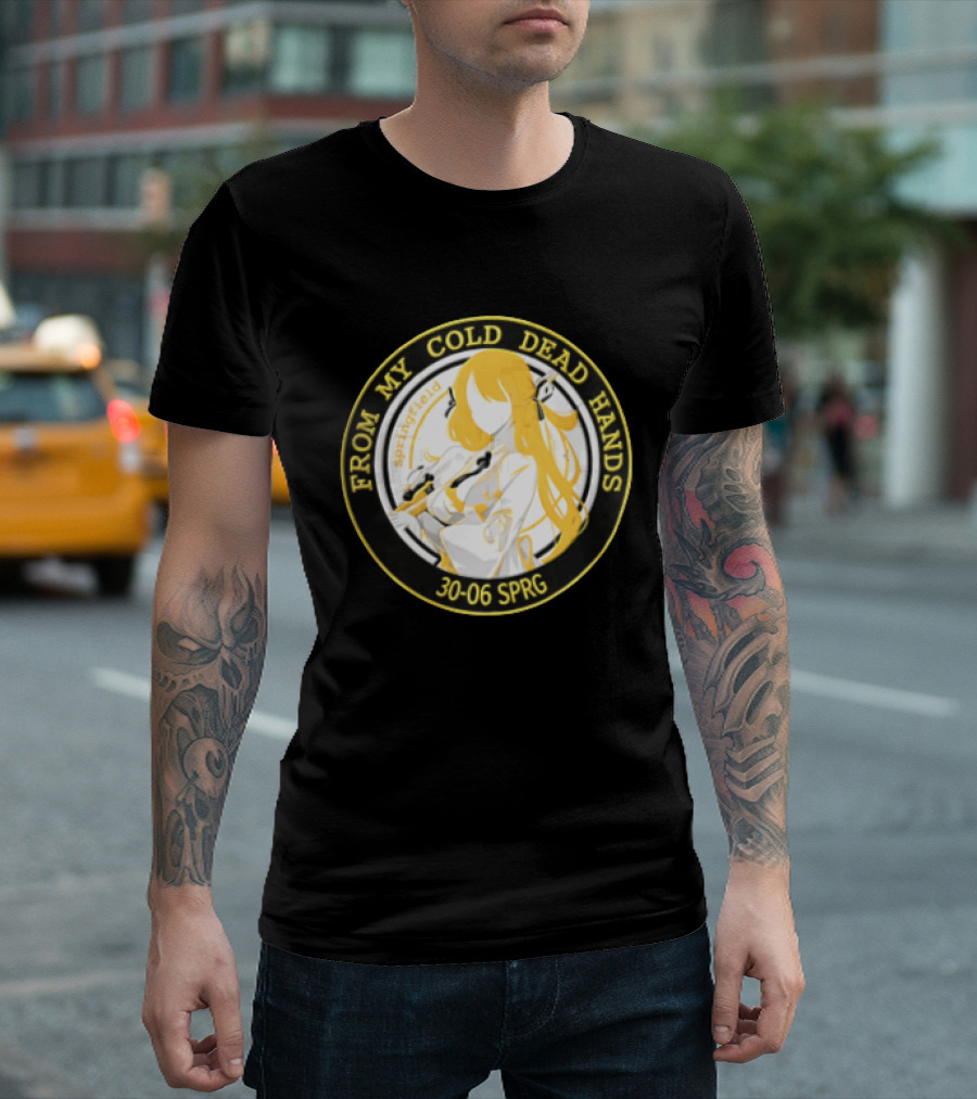 From My Cold Dead Hands Springfield 30 06 Sprg Anime Girl Yellow And Black Circle T-Shirt