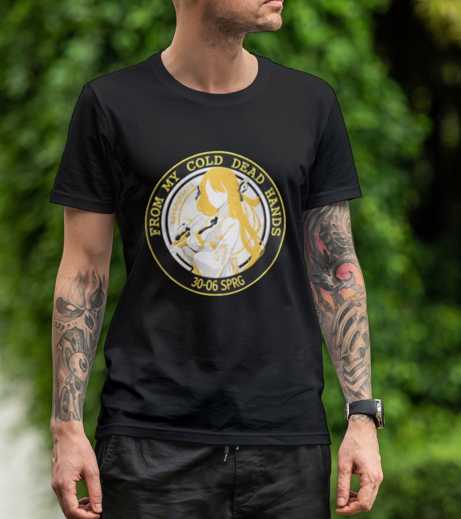 From My Cold Dead Hands Springfield 30 06 Sprg Anime Girl Yellow And Black Circle T-Shirt
