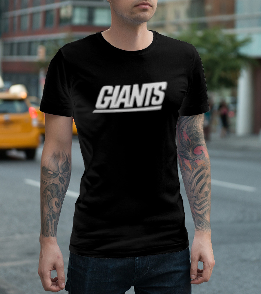 Giants Text Bold White Font Left Chest Placement T-Shirt