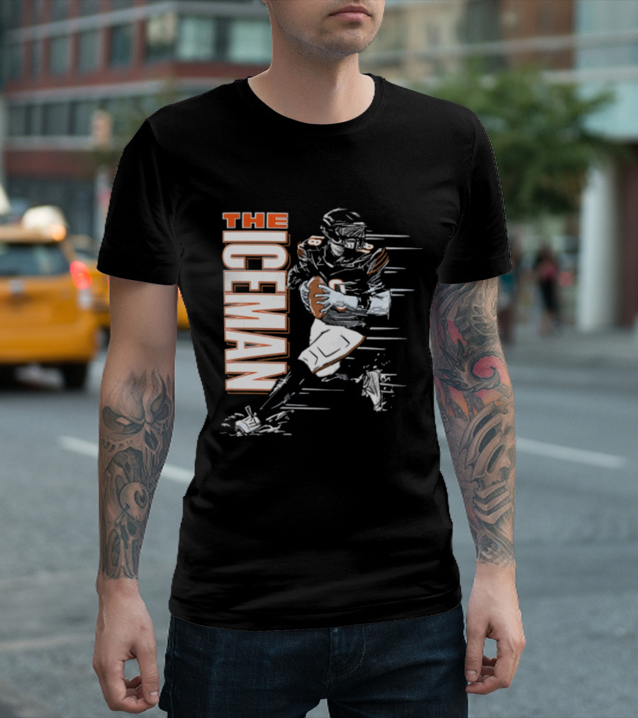 Chicago Bears The Iceman Football Player Running Holding Ball T-Shirt