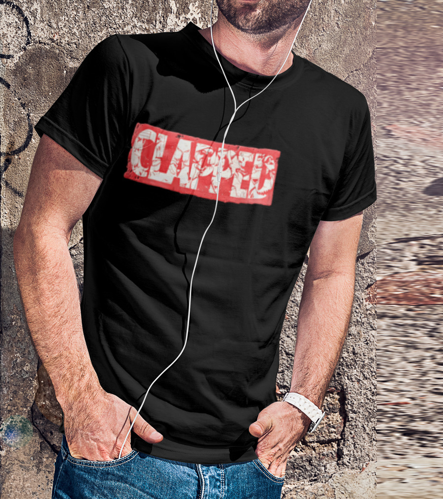 Clapped Red Box Bold Typographic T-Shirt