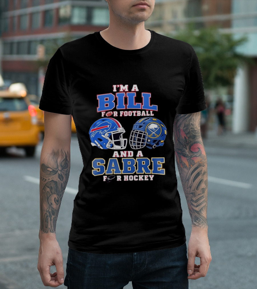 Buffalo Bill Football And Sabre Hockey Fan Helmets T-Shirt