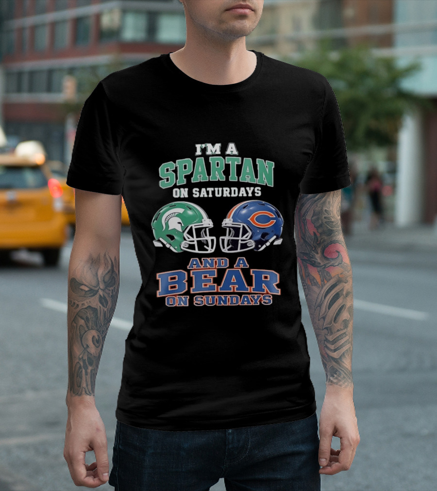 I'm A Spartan On Saturdays Bear Helmet Sundays T-Shirt