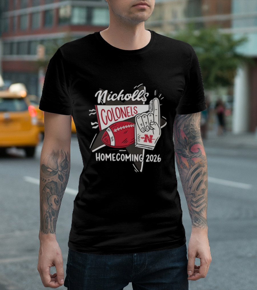 Nicholls Colonels Homecoming 2026 Football Foam Finger Star Pennant T-Shirt