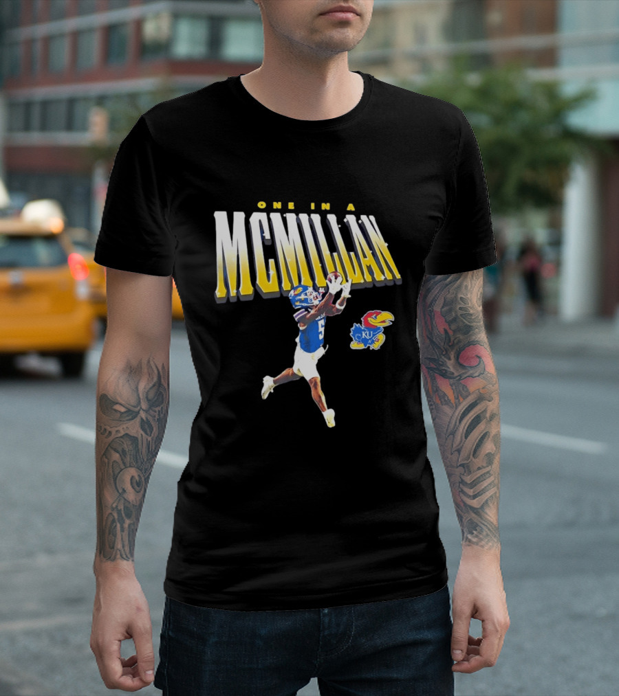 One In A McMillan Kansas Jayhawks KU Football Player Catching T-Shirt
