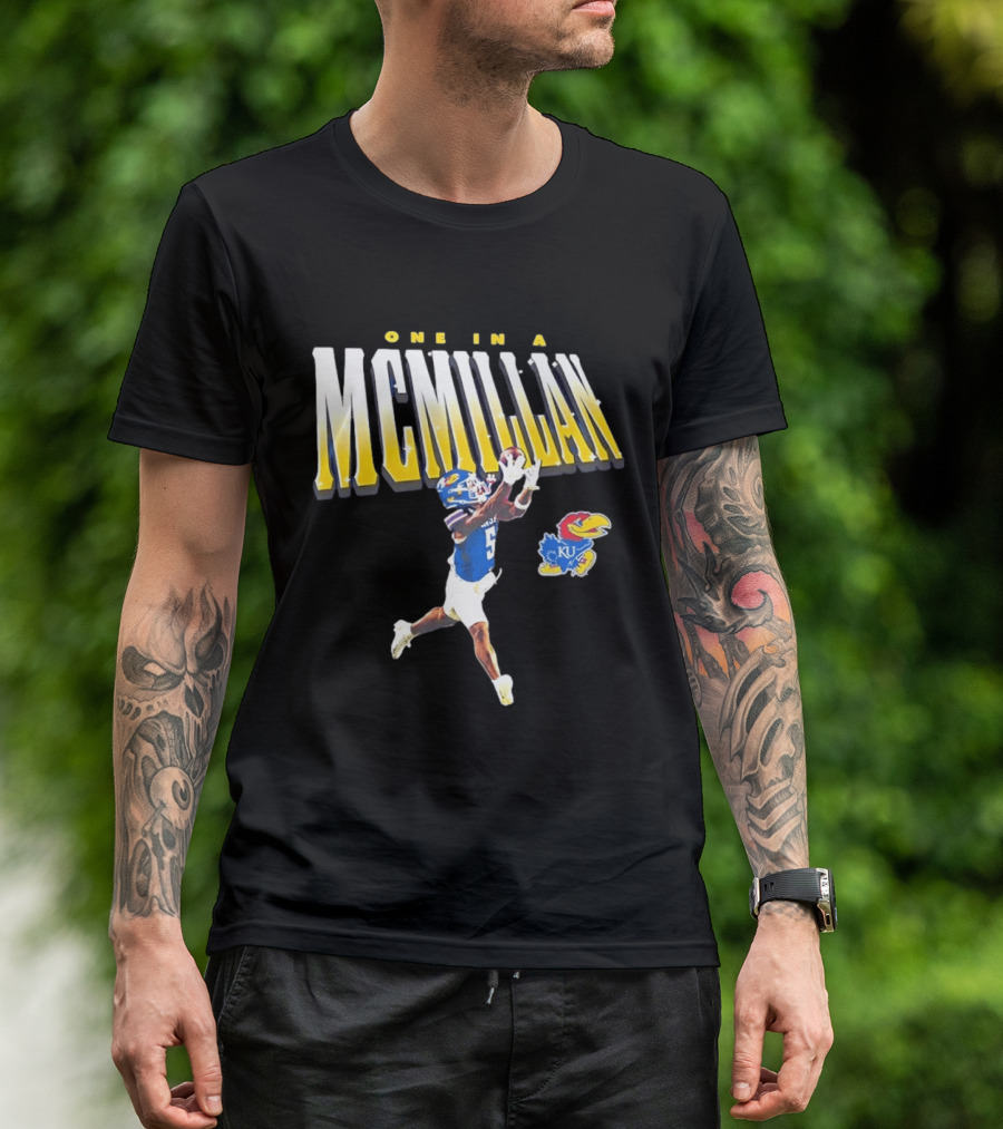 One In A McMillan Kansas Jayhawks KU Football Player Catching T-Shirt