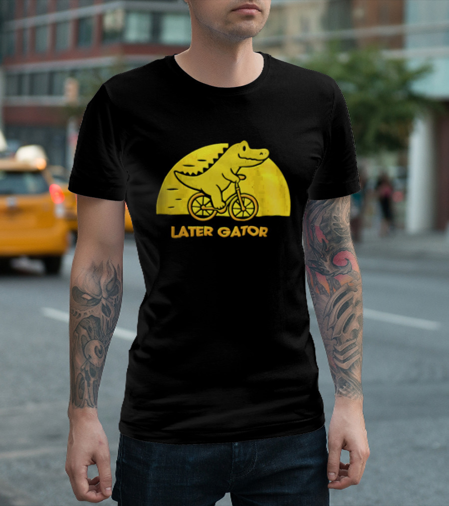 Later Gator Riding Bicycle Fun T-Shirt