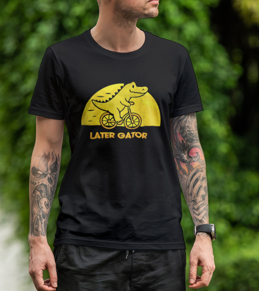 Later Gator Riding Bicycle Fun T-Shirt