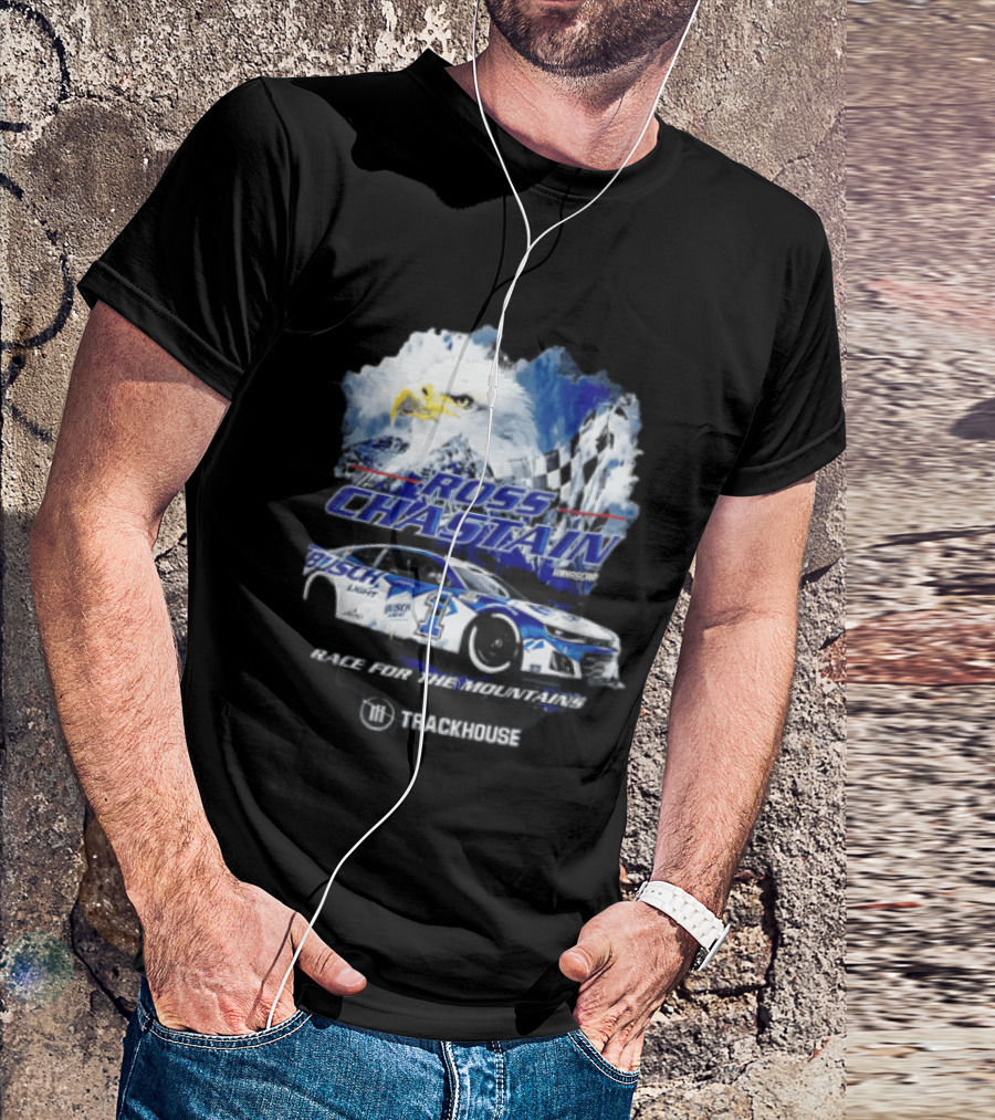 Ross Chastain Trackhouse Busch Light Race For The Mountains Eagle Checkered Flag Racing Car T-Shirt