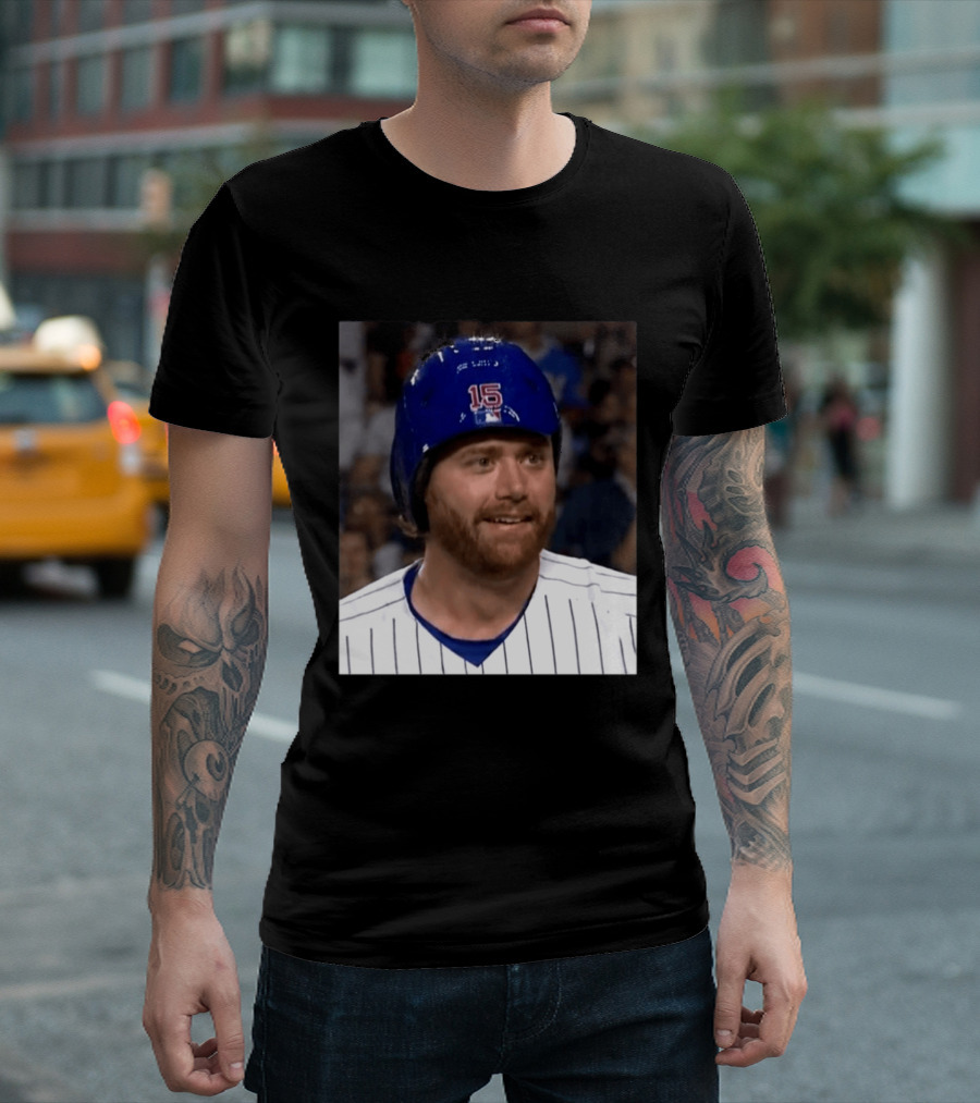 Taylor Davis Cubs Number 15 Helmet Stare T-Shirt