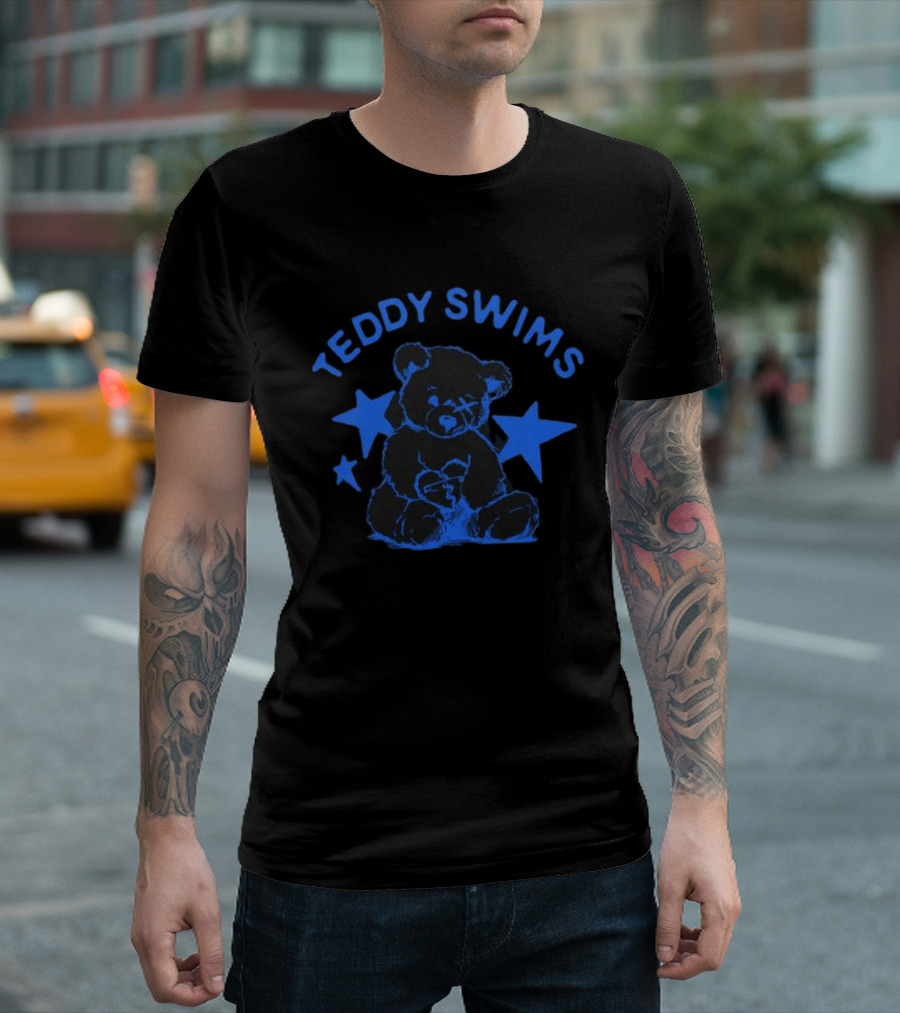 Teddy Swims Teddy Stars Bear Illustration In Blue With Stars T-Shirt