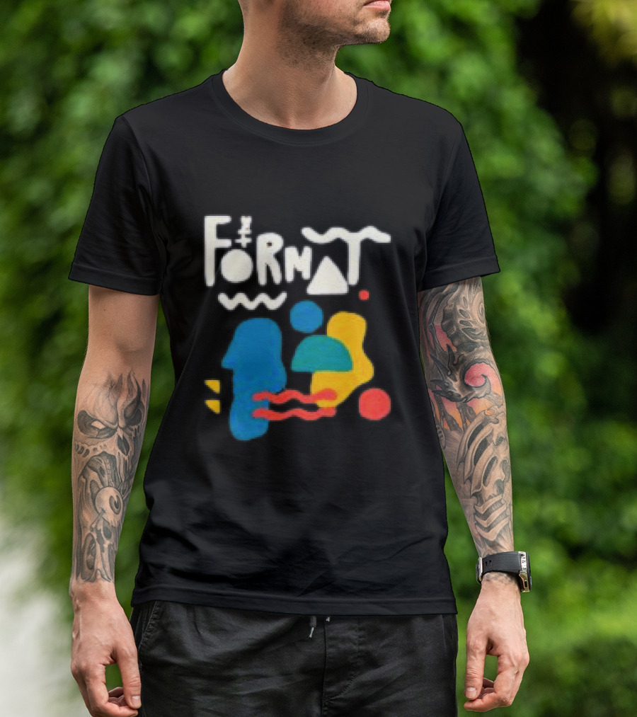 The Format Shop Abstract Shapes Colorful Graphic Black Zip T-Shirt