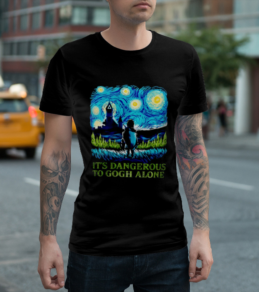 The Legend Of Zelda It's Dangerous To Gogh Alone Starry Night Link Standing T-Shirt