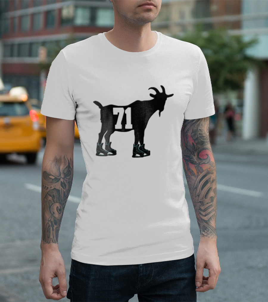 Boston Bruins 71 Goat Ice Skates Attilio Biasca Black T-Shirt