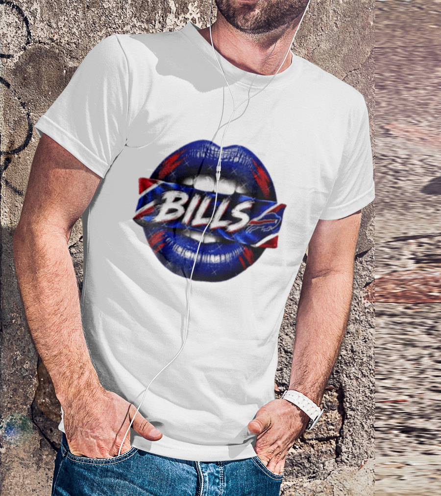 Buffalo Bills Blue Red Lips Banner With Bills Team T-Shirt