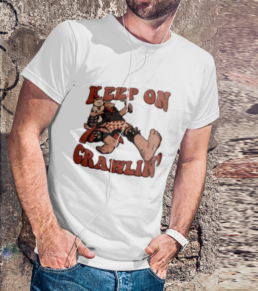 Keep On Crawlin Fat Freddys Cat Cartoon Man Holding Dynamite Cat T-Shirt