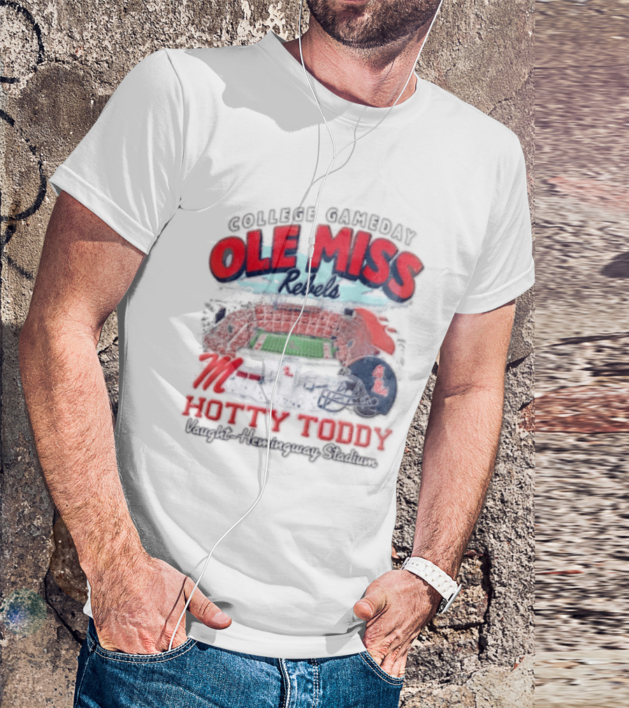 College Gameday Ole Miss Rebels Hotty Toddy Football Stadium Helmet T-Shirt