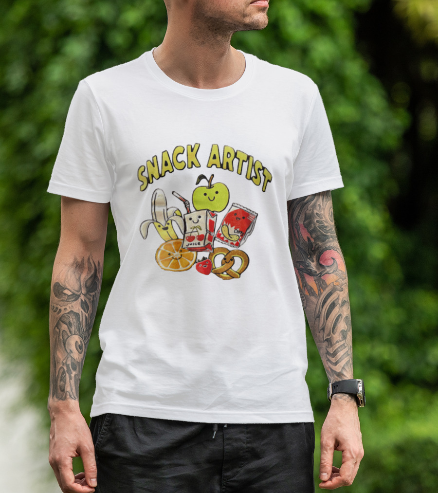 Snacks Juice Banana Apple Chips Pretzel Orange Cartoon T-Shirt