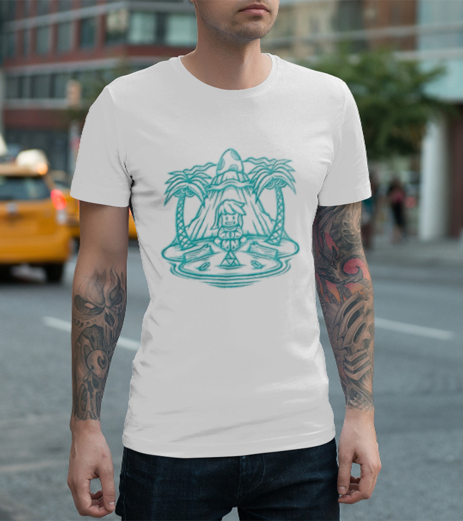 Stranded In A Dream Island Palms Tropical Scene T-Shirt