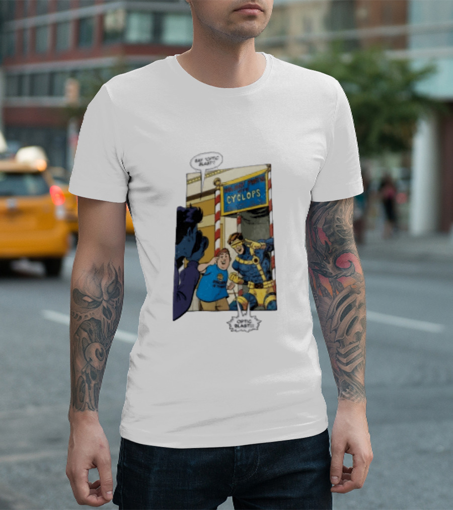 Cyclops Optic Blast Pose Comic Panel Marvel X Men Humor T-Shirt