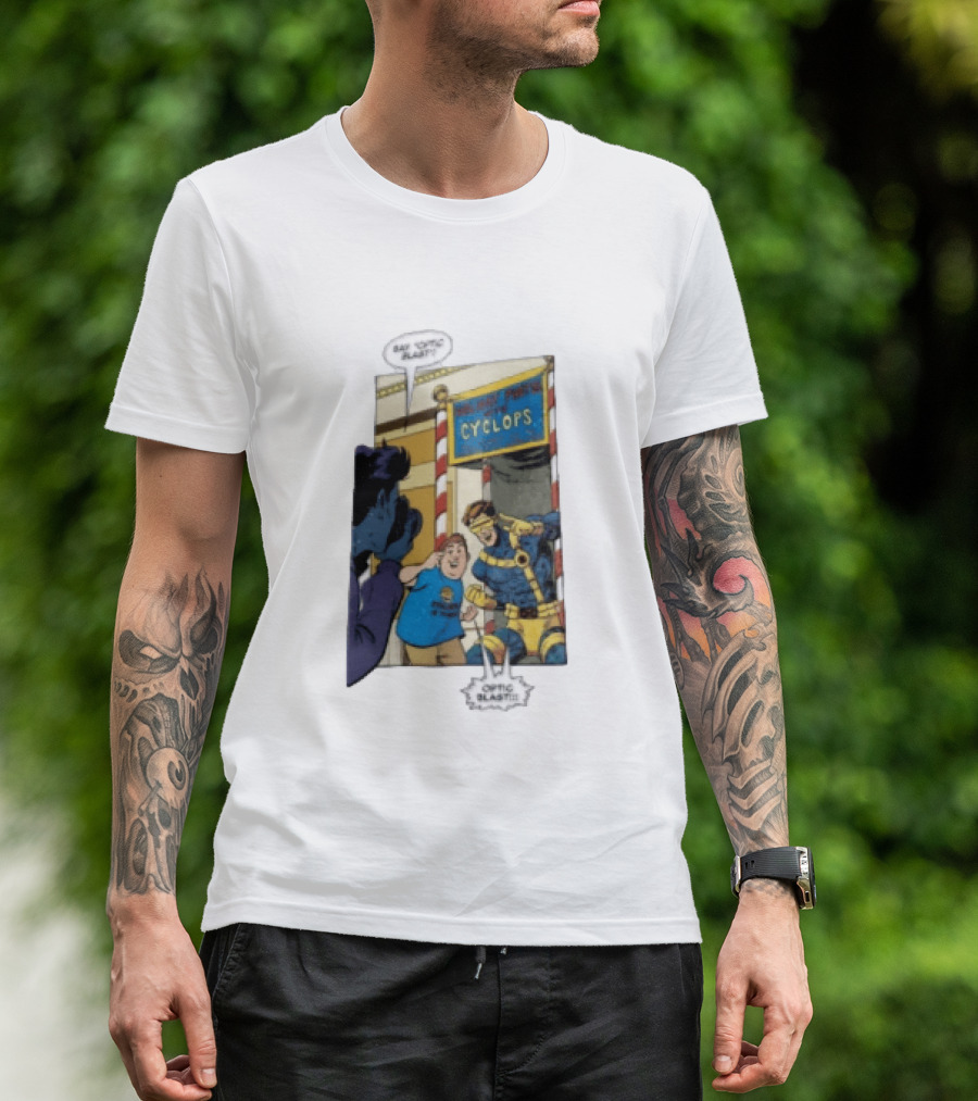 Cyclops Optic Blast Pose Comic Panel Marvel X Men Humor T-Shirt