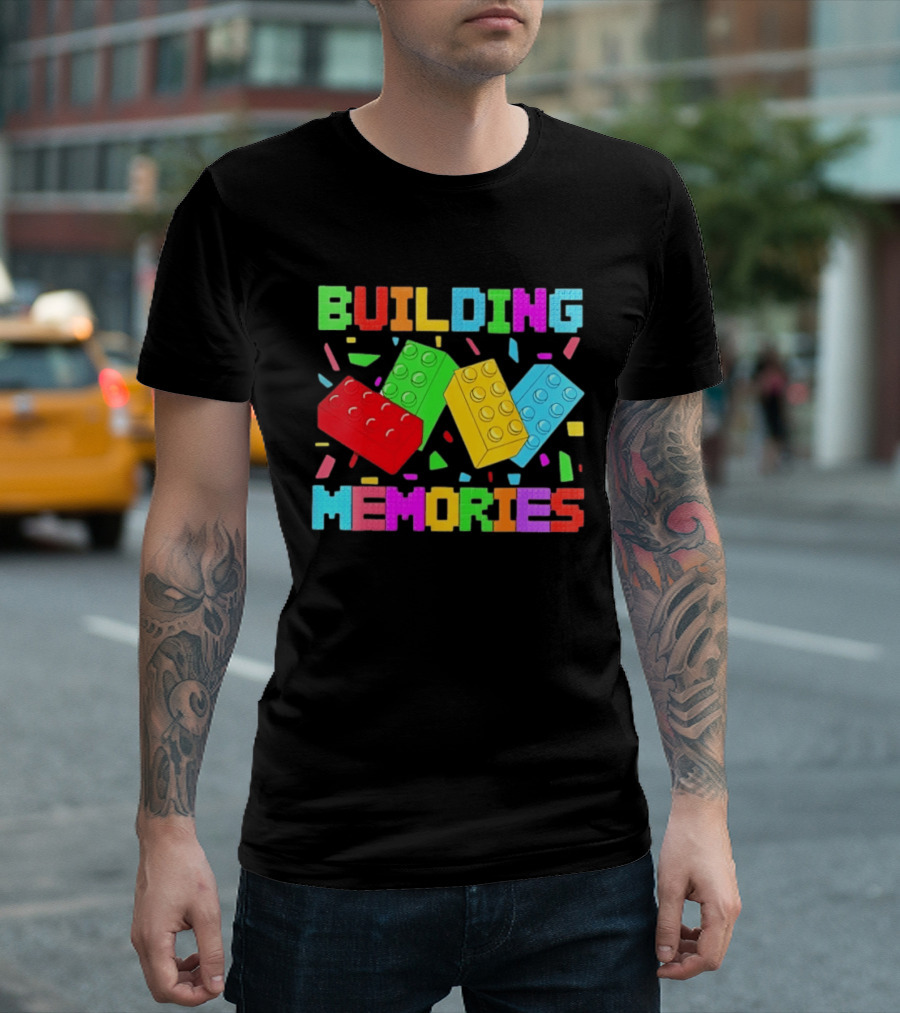 Building Brick Block Memories Colorful Confetti Celebration T-Shirt