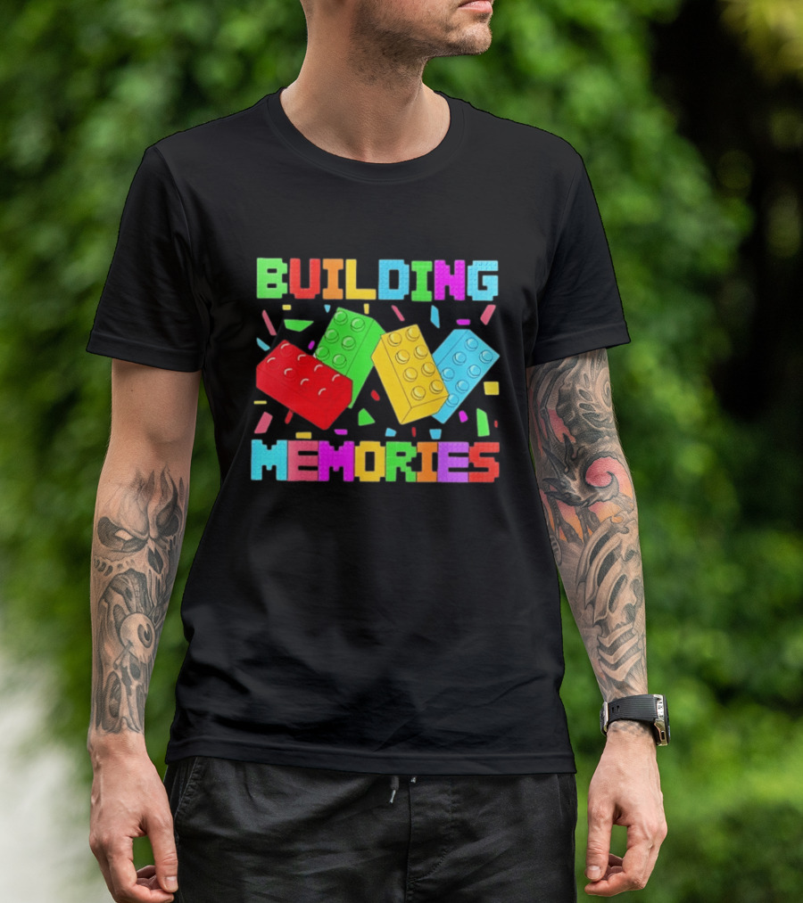 Building Brick Block Memories Colorful Confetti Celebration T-Shirt