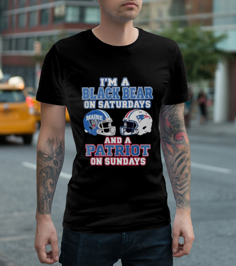 I'm A Black Bear On Saturdays Maine And A Patriot On Sundays T-Shirt