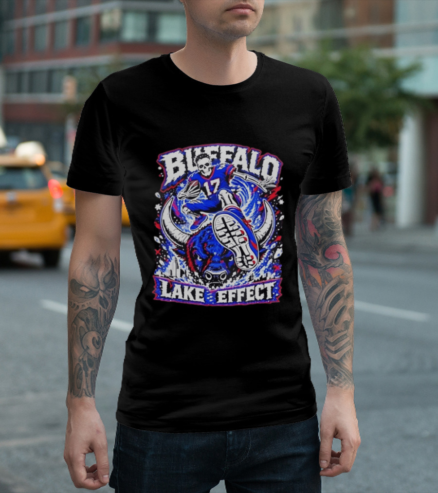 Buffalo Bills Lake Effect 17 Football Player Skull Buffalo T-Shirt