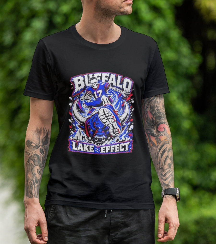 Buffalo Bills Lake Effect 17 Football Player Skull Buffalo T-Shirt