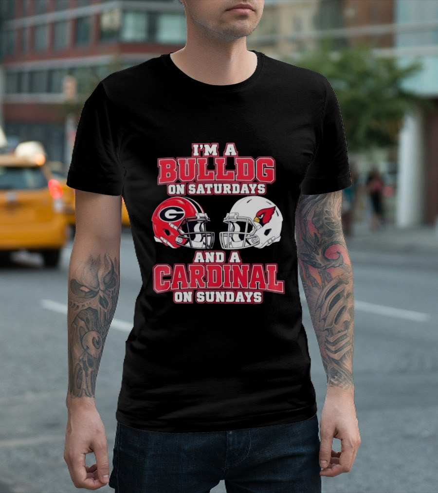 I'm A Bulldog On Saturdays And A Cardinal On Sundays Football Helmets T-Shirt