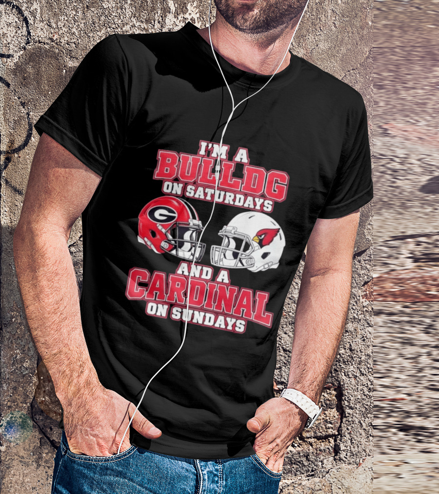 I'm A Bulldog On Saturdays And A Cardinal On Sundays Football Helmets T-Shirt