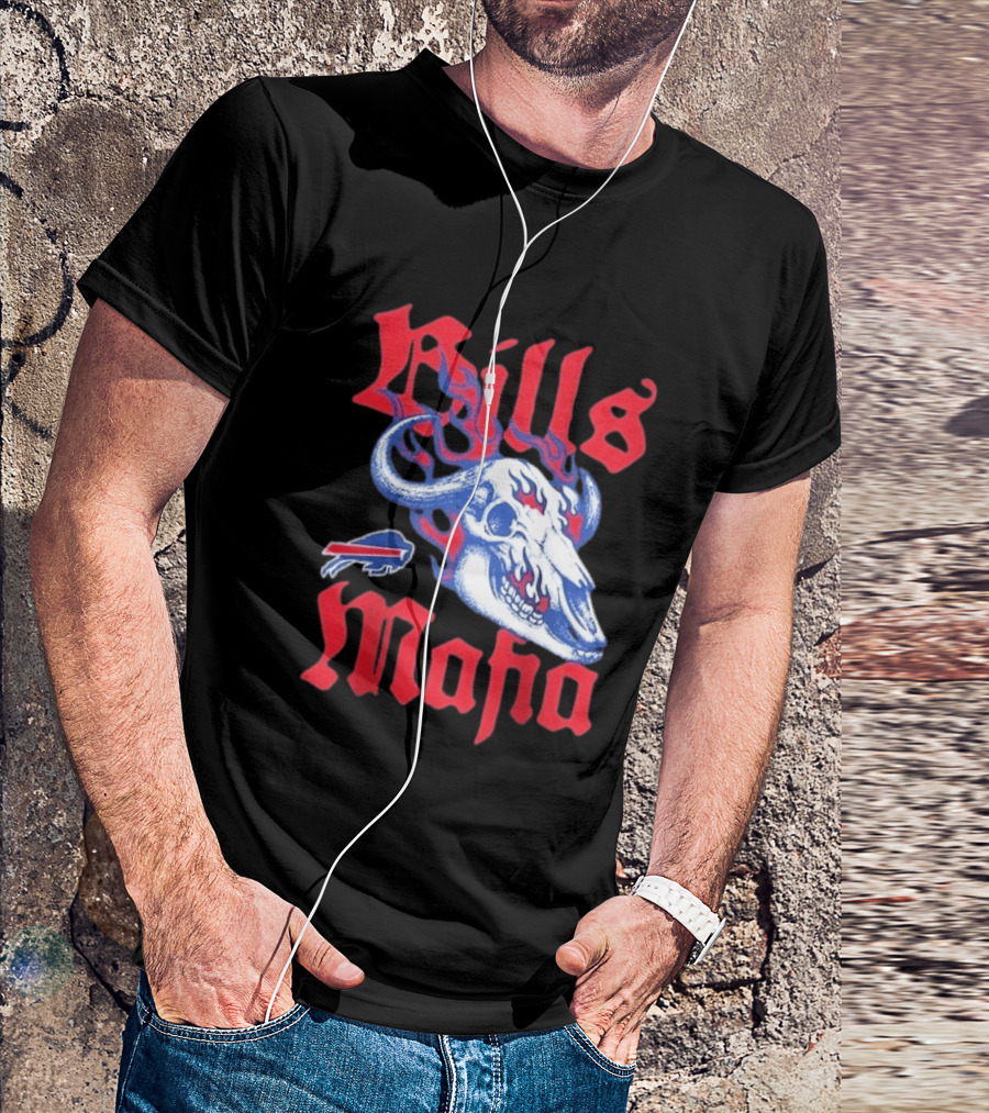 Buffalo Bills Mafia Skull Flames T-Shirt