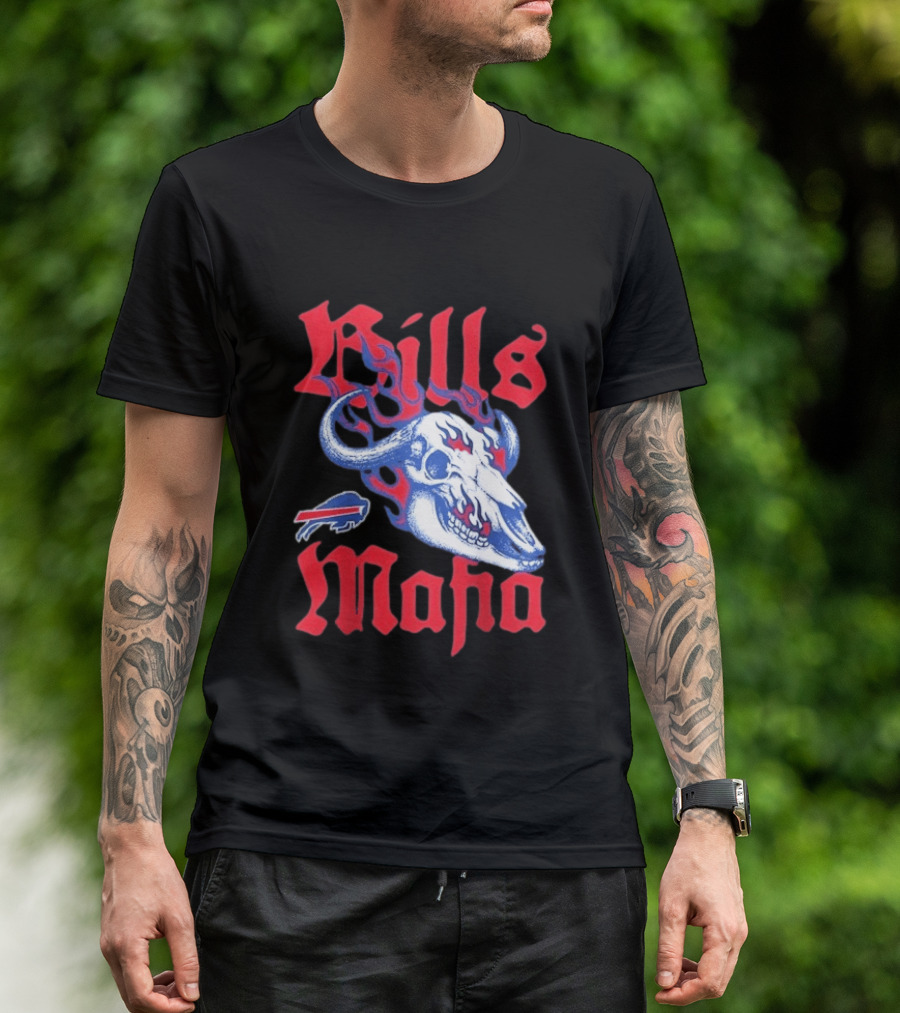 Buffalo Bills Mafia Skull Flames T-Shirt