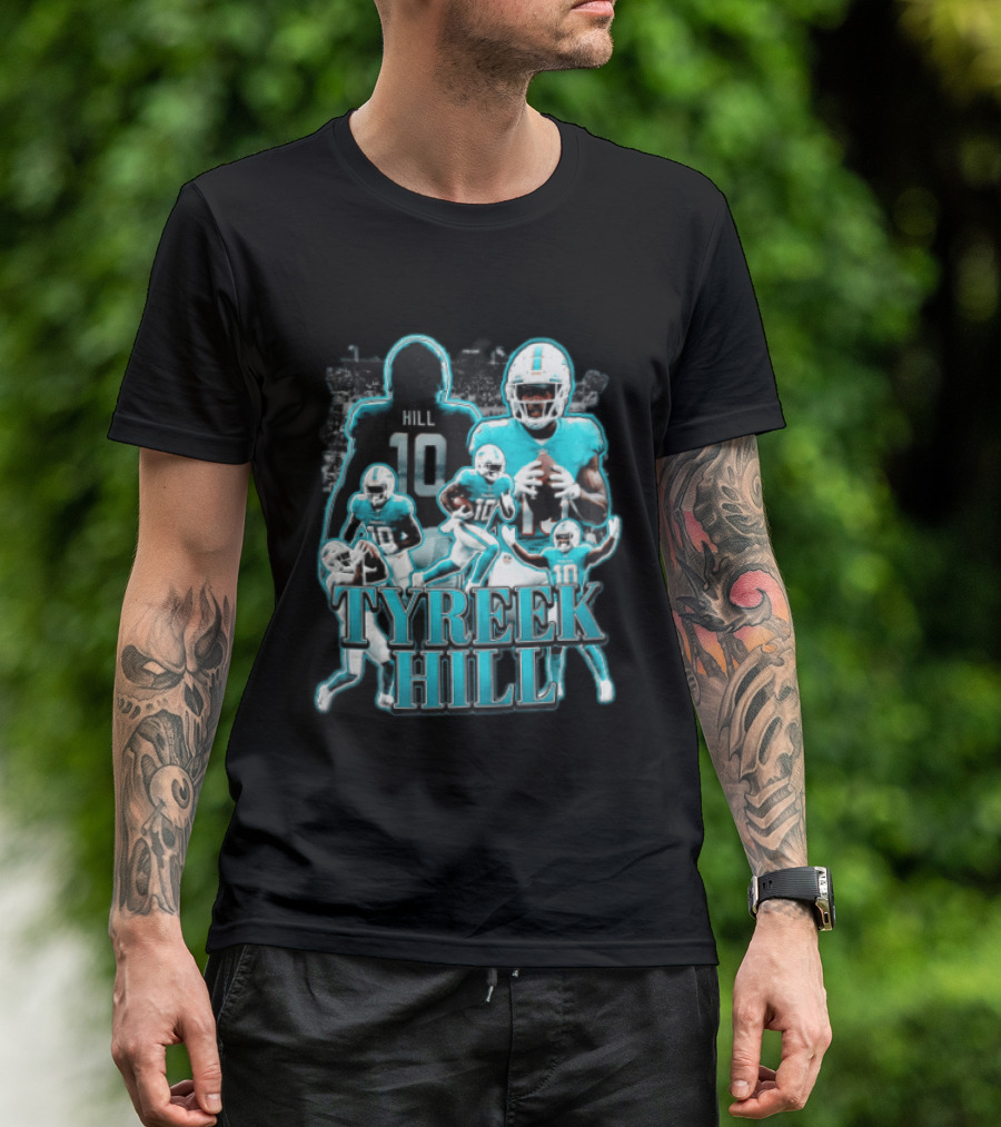 Tyreek Hill Miami Dolphins Football Player Multiple Action Poses T-Shirt