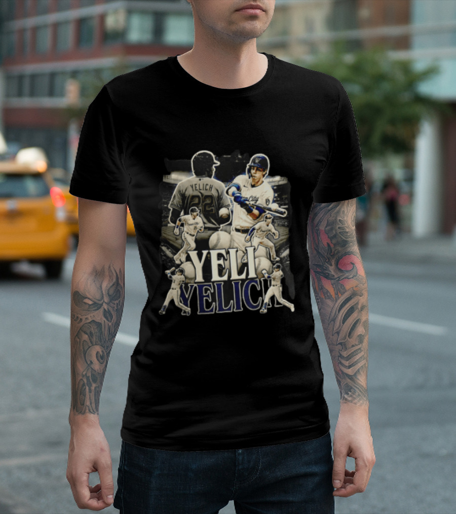 Milwaukee Brewers Yelich Baseball Player Action Poses 22 T-Shirt