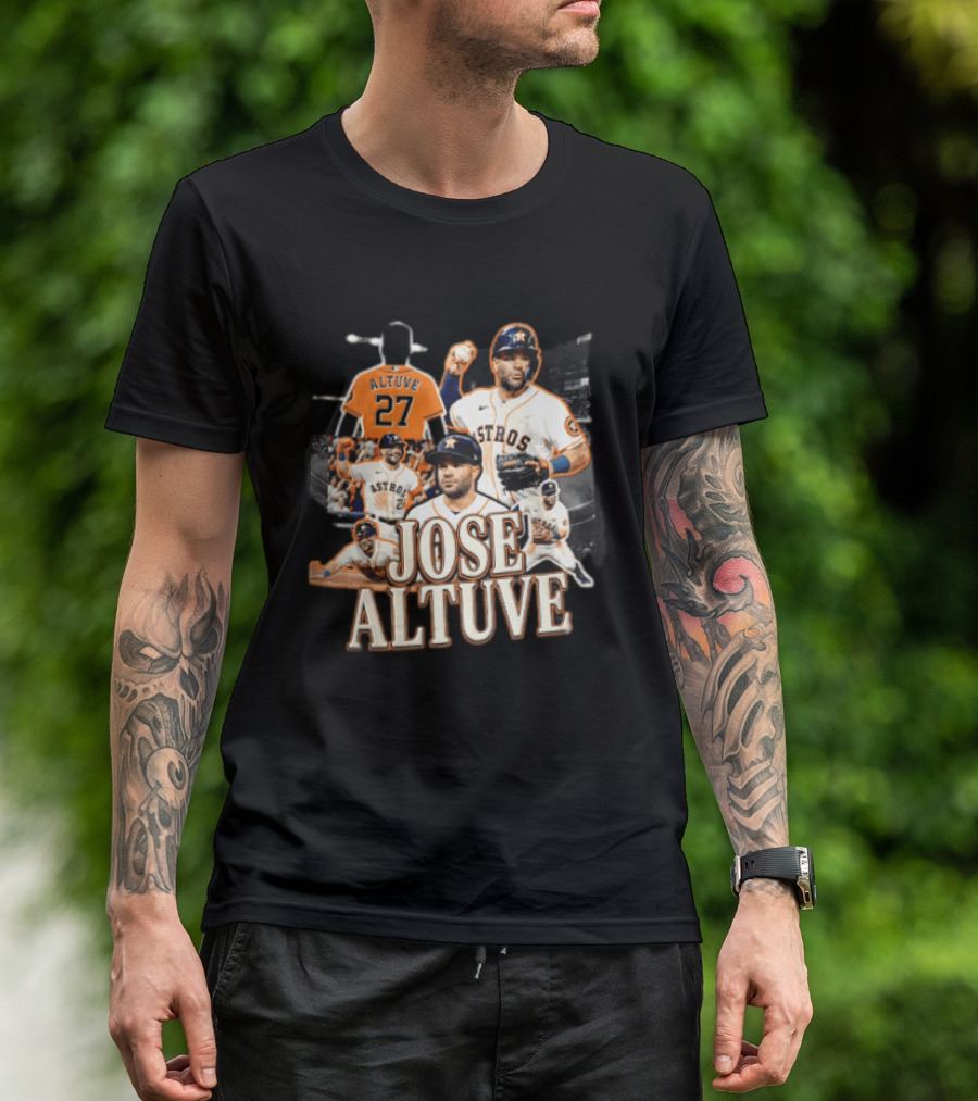 Houston Astros Jose Altuve 27 Collage Baseball Player T-Shirt