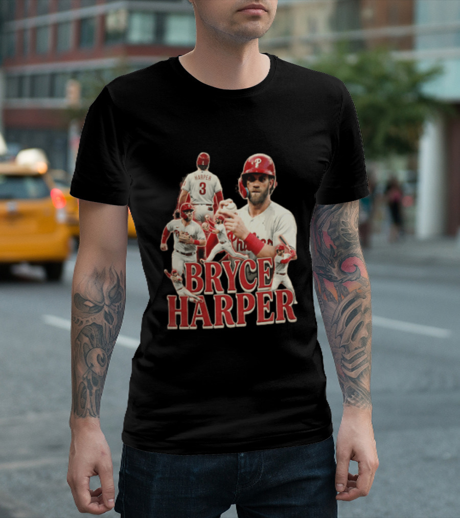 Philadelphia Phillies Bryce Harper Baseball Poses Vintage Look T-Shirt