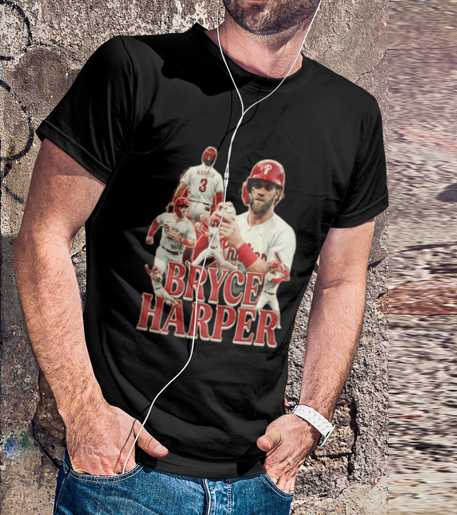 Philadelphia Phillies Bryce Harper Baseball Poses Vintage Look T-Shirt