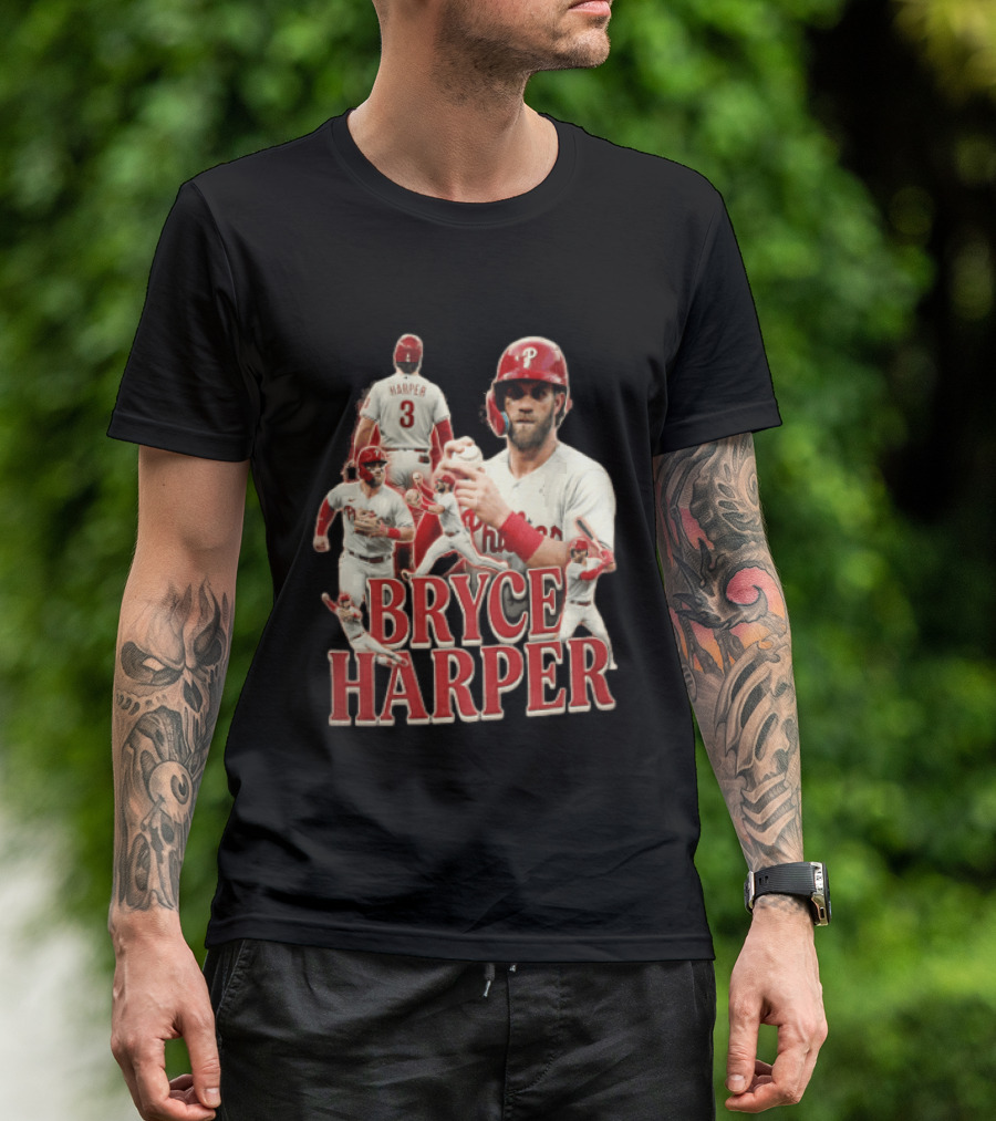Philadelphia Phillies Bryce Harper Baseball Poses Vintage Look T-Shirt