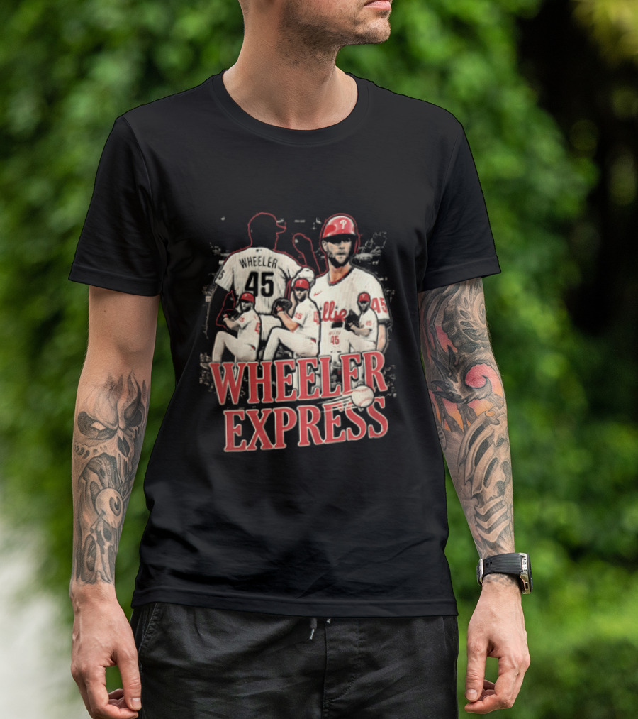 Philadelphia Phillies Wheeler Express 45 Pitching Baseball Collage T-Shirt